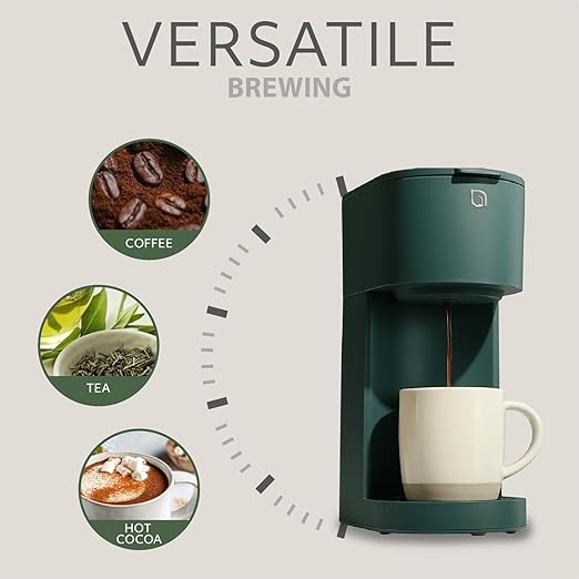 WILLOW K-Cup Coffee Maker Single Serve Coffee Maker with 6 to 12oz Brew Size &amp Strong Brew Option Single Cup Coffee maker made with 99% PCR Recycled Plastics Coffee Machine - HUNTER GREEN
