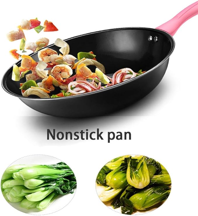 3-Piece Cookware Set Aluminum Non-Stick Cookware Glass Lid Comfortable Handle Suitable for Gas Induction Cooker Easy to Clean Frying Pan/D