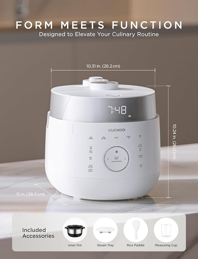 CUCKOO Twin Pressure Rice Cooker 6-Cup Uncooked / 12-Cup Cooked with Induction Heating Technology 20 Menu Modes with Voice Guide Versatile Rice Maker Multi-Cooker &amp Pressure Cooker (CRP-LHTR0609