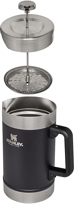 STANLEY Classic Stay-Hot French Press Coffee Maker 48 oz | 5 Minute Brew 4 Hours Hot | Mesh Filter for Coffee Grounds | Insulated Stainless Steel French Press | BPA-Free | Matte Black
