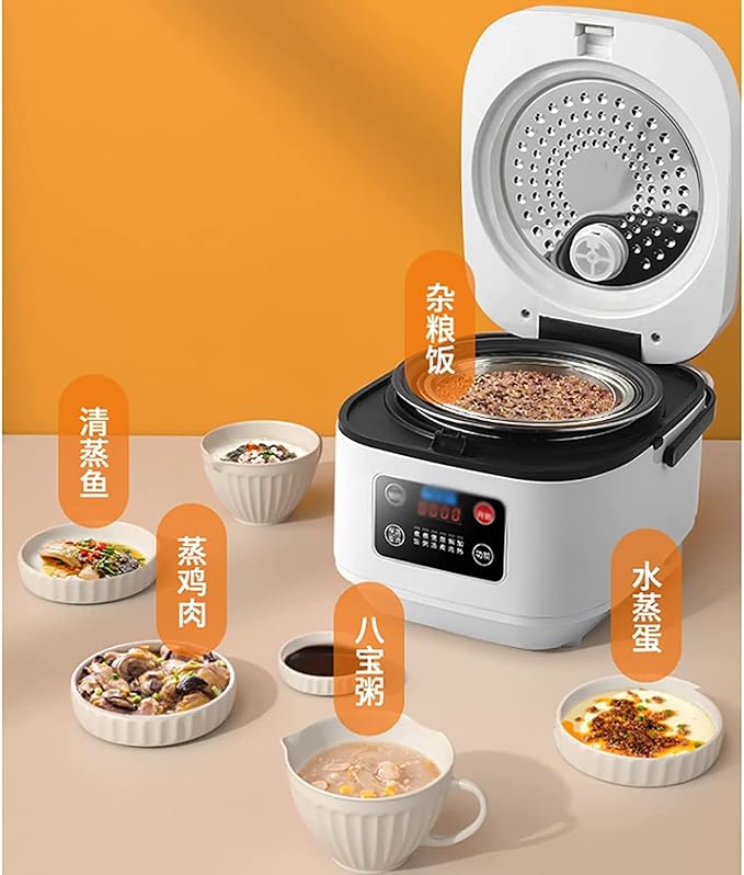 Rice Cooker &amp Steamer 3/4/5L Large Capacity Thickened Ball Kettle Non-Stick Liner for Family Dormitory(Brown 4L) (Brown 4L)