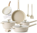 SENSARTE Ceramic Nonstick Cookware Set 15 Piece includes 8 Inch Frying Pan Skillet Induction Compatible Omelet Pan
