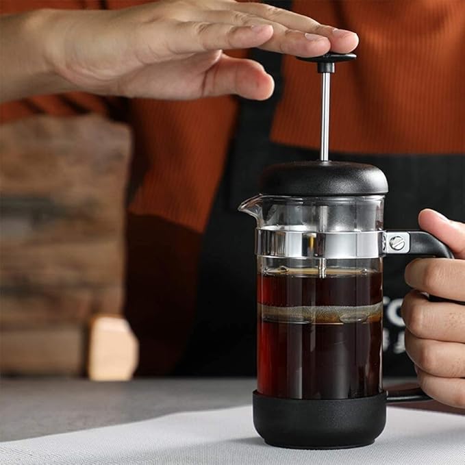 French Press Coffee Maker 12oz/350ml 304 Stainless Steel Coffee Press with Filter Screens Heat Resistant Borosilicate Glass Coffee Pot Percolator Single Serving Coffee Maker