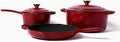 Larder &amp Vine 5-Piece Enameled Cast Iron Cookware Set - Includes 5.7 Quart Dutch Oven with Lid 10.25 Inch Skillet 2.2 Quart Saucepan with Lid (Cabernet)