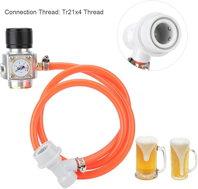 Tr21x4 Thread CO2 Kit with Gas Regulator and Hose Practical Accessory for Soda Beer Keg Brewing Excellent Quality Aluminum and Plastic Construction to Read Dial