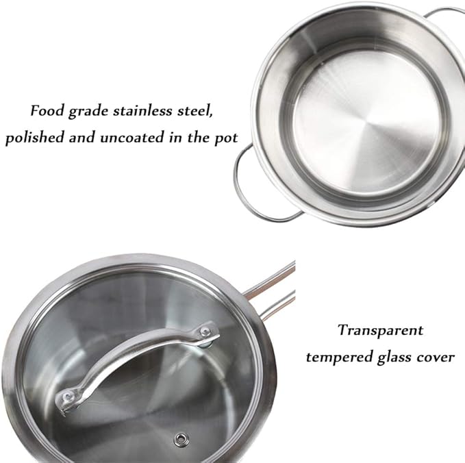Cooking Pot Non Stick Cookware SetsStainless Steel Pots and PansFrying Pan and Saucepan Set for BakingBroilingFryingRoasting3PCS vision