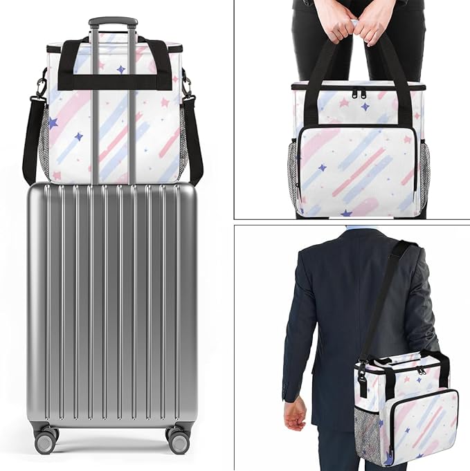 star Coffee Maker Carrying Bag Pink Blue Portable Travel Storage Tote Bag Compatible with K-Mini or K-Mini Plus Single Serve Coffee Brewer Carrying Case with Multiple Pockets &amp Shoulder Strap