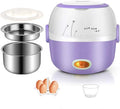 Rice Cooker Electric Lunch Box Portable Food Lunch Heater Rice Steamer Cooker With Stainless Steel Containers Egg Steamer(Purple)