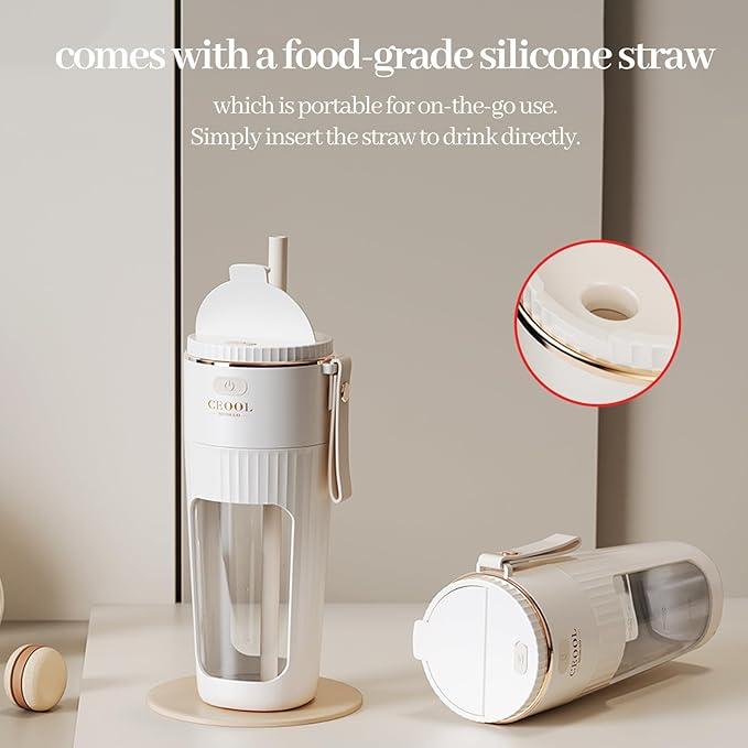 Rechargeable USB Portable Juicer Mixer 18000 RPM 10-Blade Mini Electric Blender 340ML Food-Grade PC Cup with Automatic Cleaning Quick Slurry Discharge for Fresh Fruit Juice/Smoothie Home Use