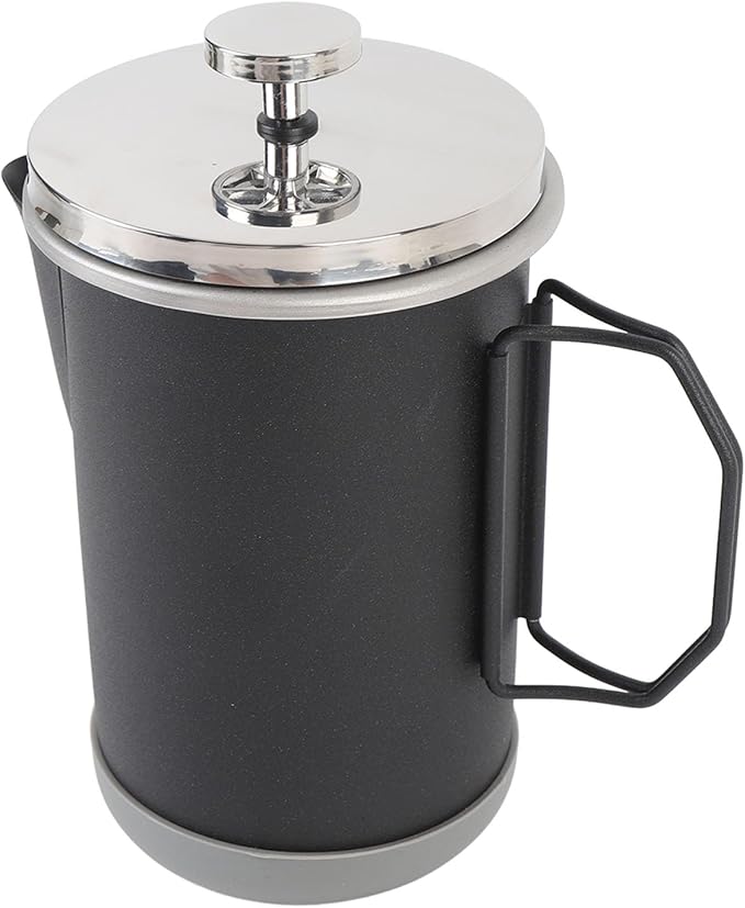 Stylish 304 Stainless Steel French Press Coffee Maker 1000ml Portable Hand Brewed Coffee Press Pot for Camping Simple Maintenance and Versatile Use (Black)