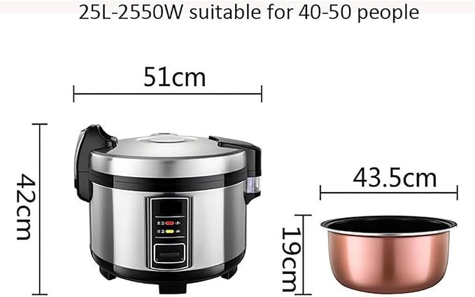 Commercial Rice Cooker and Slow Cooker with Thicken Non-Stick Inner Pot Ideal for Hotels Restaurants Canteens and Schools (25L