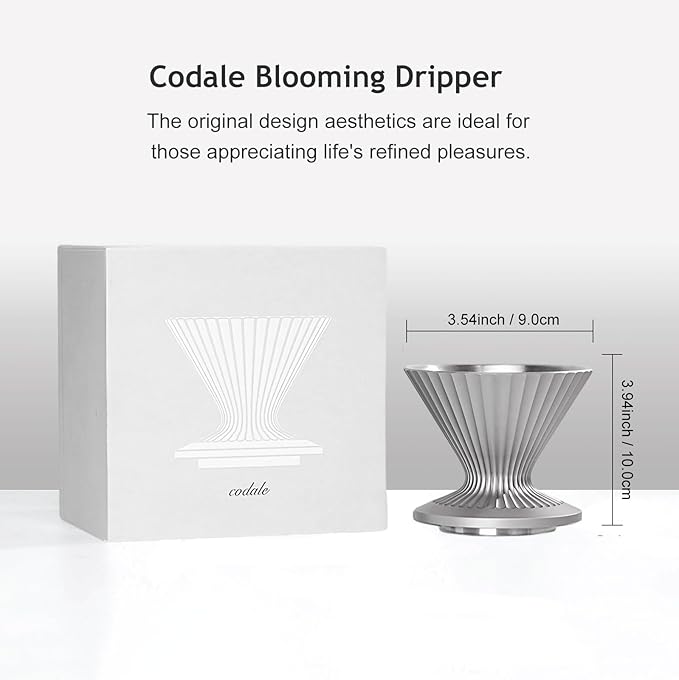 Pour Over Coffee Dripper Drip Coffee Pour Over Maker Resuable Blossom Cone Funnel Stainless Steel Metal Coffee Filter for Travel Camping Office Home Coffee Maker Brew (Twilight Gray)