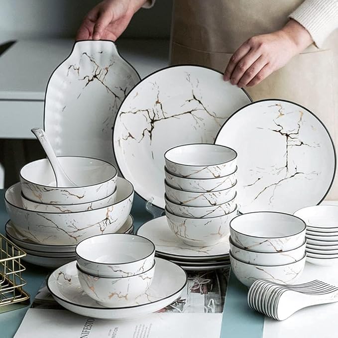52 Piece Ceramic Dinnerware Set For Hotel Dinners And Family Banquets Plate Set
