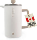 GROSCHE Dub'lin Stainless Steel Coffee Maker French Press 8 Cup | 34 FL Oz Coffee Press 18/8 Double Walled Stainless Steel French Press Coffee Maker - Hot/Cold Brew | Stainless French Press - WHITE