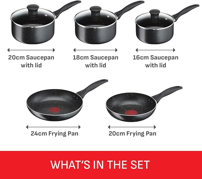 Tefal Origins 5 Piece Stone Pots and Pans Set