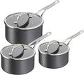 Jamie Oliver by Tefal Cook’s Classics Saucepan Set 3-Piece – Hard Anodised Aluminium Non-Stick Glass Lids Riveted Handles Oven-Safe Induction Compatible – H912S344