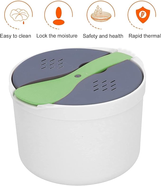 Microwave Rice Cooker 2-Layer Microwave Vegetable Steamer Non-Stick 2L Rice Steamer &amp Pasta Cooker with Strainer Dishwasher Safe Microwave Steamer for Pasta Potatoes Vegetables(Green)