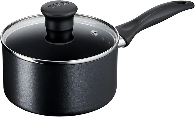Tefal Induction Non‑Stick Coating 5‑Piece Cookware Set 16/18/20 cm Saucepans + 22/26 cm Frying Pans Thermo‑Signal Glass Lids All Hobs Including Induction Black - G155S54