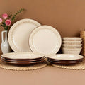 Dinnerware Set Cream White 12 Pieces Service for 4 Stoneware Plates and Bowls Set Stoneware Set Dishwasher Microwave Safe Dishes set