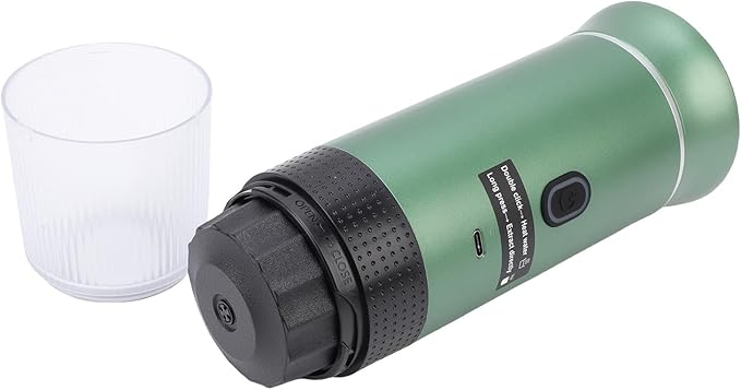 Dpofirs Portable Espresso maker Travel Electric Espresso Machine with USB C Compatible with Ground Coffee Capsule Car Self Heating Coffee Maker for RV Hiking Home (Green)