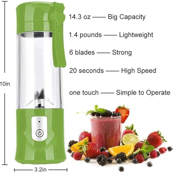 USB Electric Safe Juicer Fruit Juice Blender Travel Mix Mini Portable Charging/Juicing Mix Crushing Ice Blender 420ML