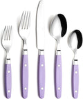 ANNOVA Silverware Set Retro/Rivet Colorful Stainless Steel Tableware Kitchen Flatware Set Utensils Includes Dinner Knives Forks Spoons Salad Forks &amp Dessert Spoons (Lilac 20 Pieces)