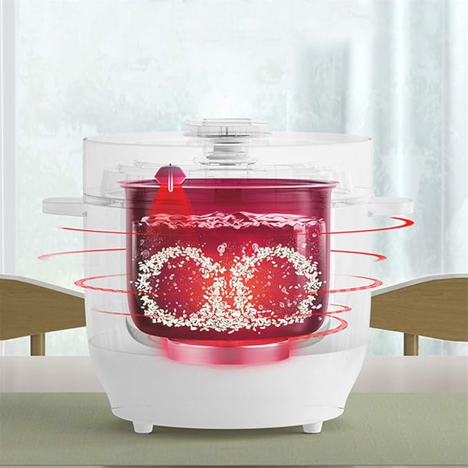 6-in-1 Multi-Purpose Electric Rice Cooker Mini Intelligent Cooker Stainless Steel Material 1-Key Open Cover Design Automatic Heat Preservation Function