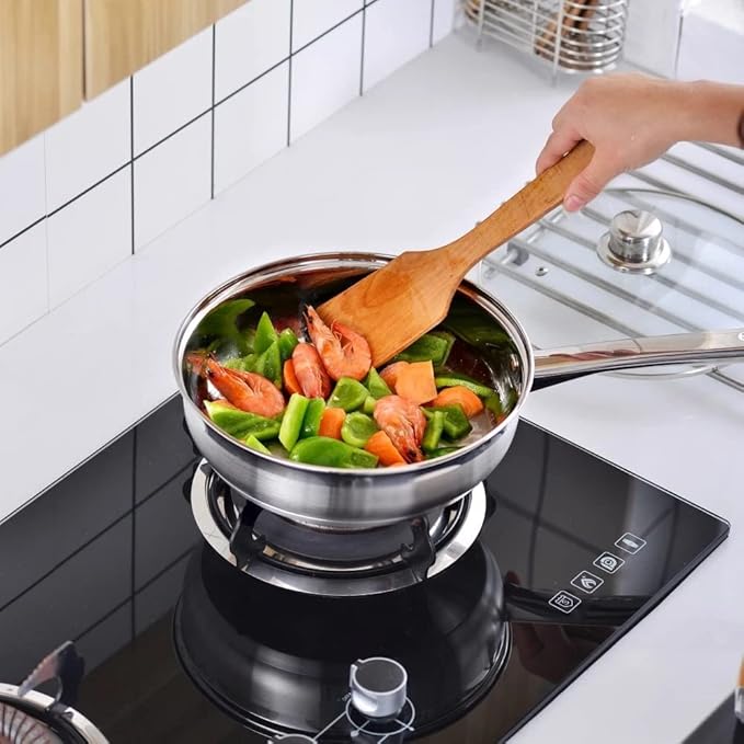Cookware Set 12-Piece Kitchen Stainless Steel Cooking Pot &amp Pan SetsInduction SafeSaucepanCasserolepan with Glass Lid
