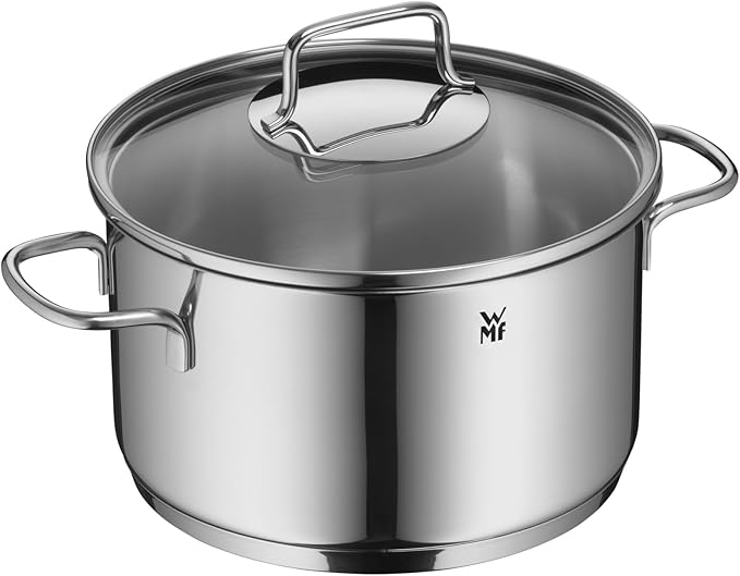 WMF 6-Piece Saucepan Set Astoria Pouring Rim Glass Lid Cromargan® Polished Stainless Steel Suitable for Induction Cookers Dishwasher Safe No. 780166040