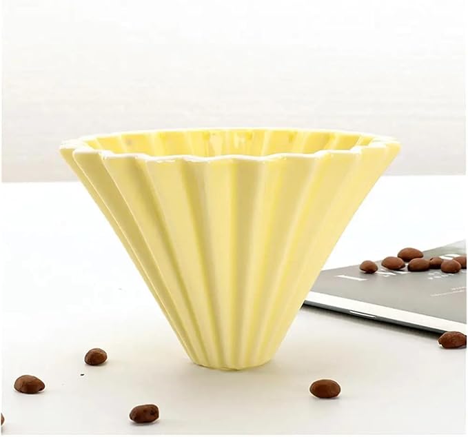 Ceramic Coffee Dripper Pour Over Maker Handmade Origami Filter Cup Flower Shape Funnel Drip Cafe Cake Home(Color 01)