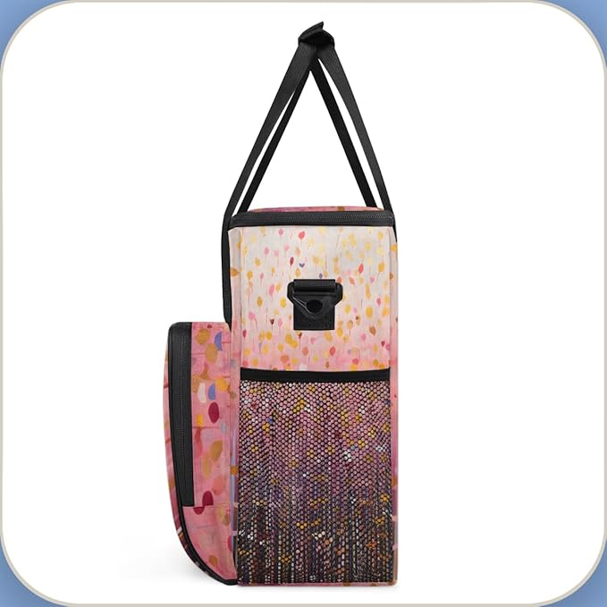 Glitter Coffee Maker Carrying Bag Rose madder Portable Travel Storage Tote Bag Compatible with K-Mini or K-Mini Plus Single Serve Coffee Brewer Carrying Case with Multiple Pockets &amp Shoulder Str