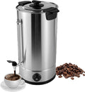 16L Coffee Maker Stainless Steel 100-Cup Large Commercial Coffee Machine Quick Brew 30-100℃ Double Wall Cafe Percolator Hot Water Urn for Catering Offices Church