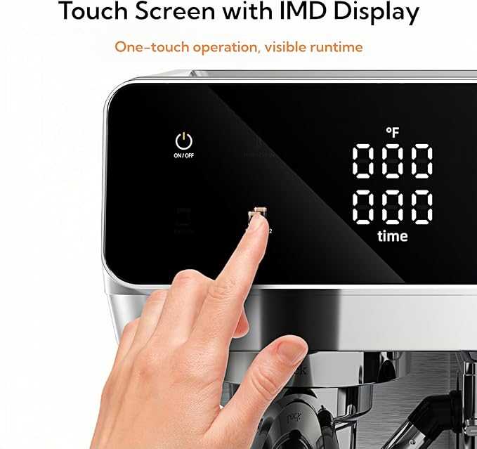 MAttinata CM1833L Automatic Cappuccino Machine 20 Bar Espresso Maker with Dual Boiler &amp Self-Cleaning Milk Frother Touch Screen Coffee Machine for Latte Stainless Steel Home and Office Silver