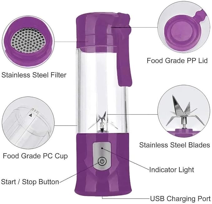 Personal Blender - Smoothie Blender for Milkshake Fruit Vegetables Drinks SmoothieSmall Mini Food Blenders Processor Shake Mixer Maker with400ML Travel Cup(Black)