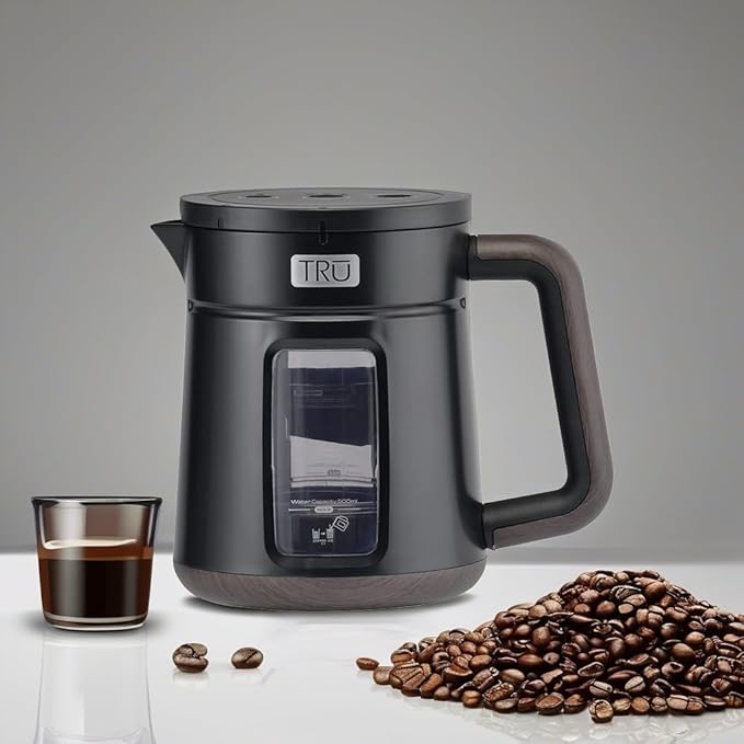 Tru Rapid Cold Brew Coffee Maker by Select Brands - Fast Cold Brew Machine with 3 Brew Settings - Features Removable Brew Chamber &amp Patented Vacuum Technology