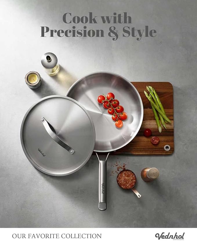 Stainless Steel Cookware Set 8 Pcs Tir-Ply Pots and Pans Set PFOA&ampPTFE Free Dishwasher&ampOven Safe Kitchen Induction Compatible ollas de acero inoxidable para cocinar