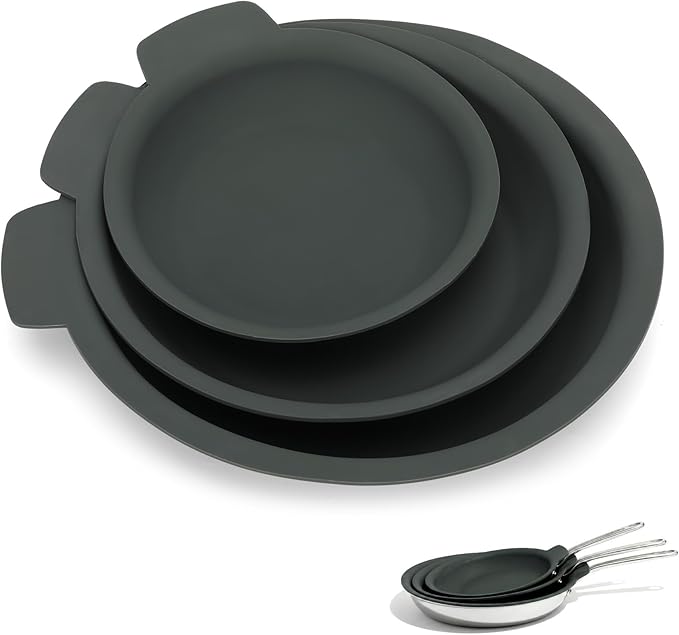 Silicone Pan Protectors (Include 81012) Set Of 3Frying Pans Protectors For Stacking Non Stick And Protecting Your fry pan Compatible with Hexclad Cookware Set Tfal Nonstick Frying Pans &ampMo