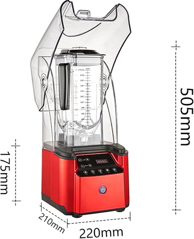 2200W Soundproof Cover Blender 2.2L Smoothies Blender Fruit Juice Smoothie Maker with Smart Touch Screen Removable Sound Insulation Cover for Restaurants Hotels Homes Parties