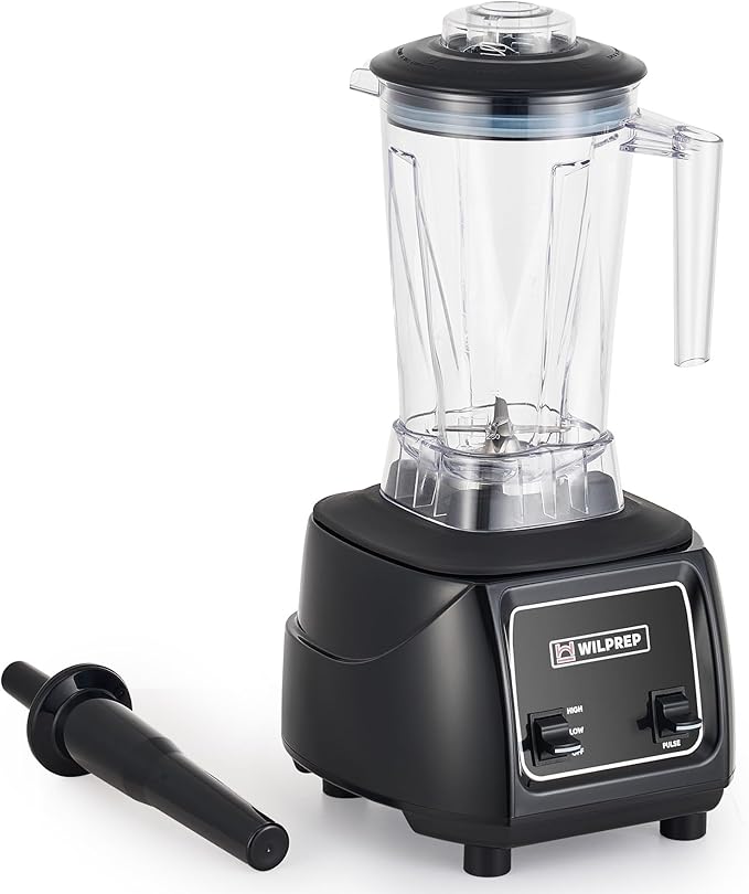 WILPREP Commercial Blender with 2 HP Motor Toggle Switch Adjustable Speed and 64 fl oz BPA Free Tritan Jar for Smoothies Shakes &amp Frozen Drinks Black ETL+NSF Certificated