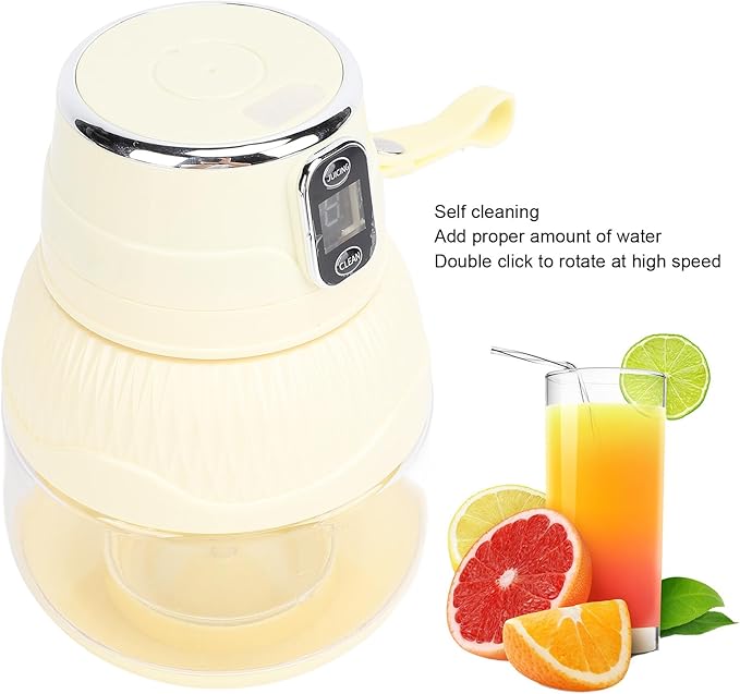 500ML Portable Juicer Cup for Smoothie Maker for Shakes and Cordless Blender Multifunctional Electric Blender with Travel Lid for Kitchen Home Office (Light Yellow)