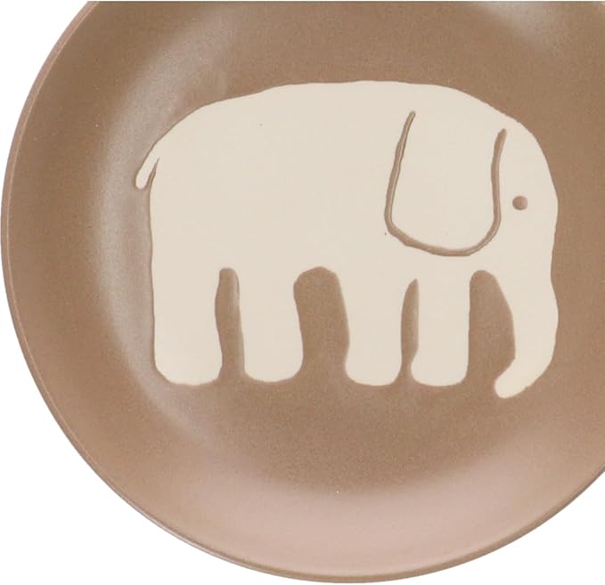 Finlayson FIN141-255 Elephanty Pattern Medium Plate Plate Diameter 5.5 inches (14 cm) Miscellaneous Goods Scandinavian Tableware Women's Present Mother's Day Mocha Brown Made in Japan