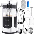 French Press Coffee Maker 8 cups 34 oz 304 Stainless Steel Coffee Press with 4 Filter Screens Easy Clean Heat Resistant Borosilicate Glass - Free 100% BPA… (Silvery-BO90893-SS 34 oz)