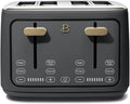 Toaster with Touch Activated Display by Drew BarrymoreExtra-Wide Slots 7 Settings Reheat Functions LED Countdown Timer (Oyster Gray)
