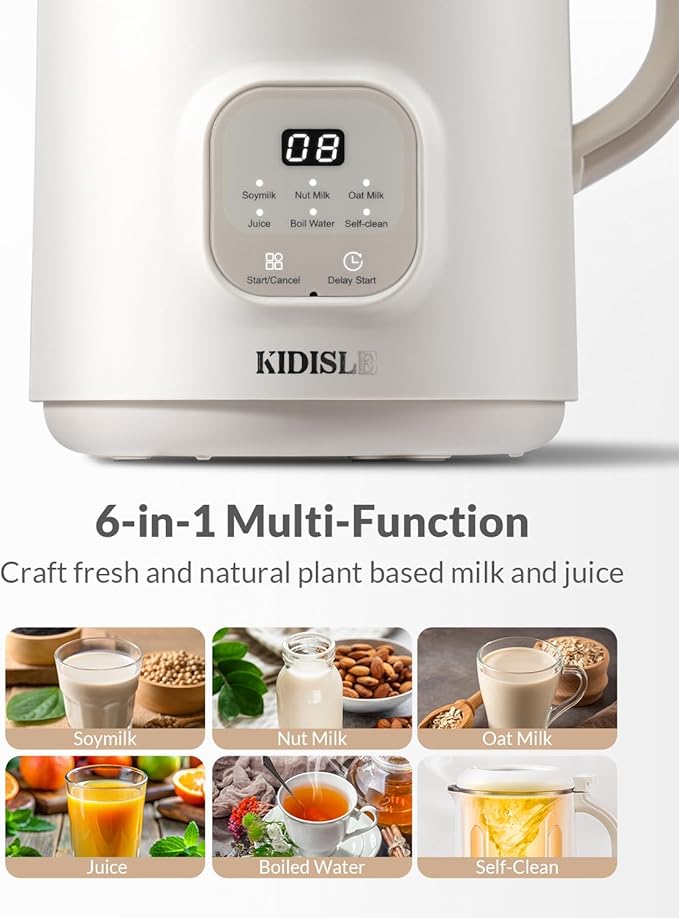 Automatic Nut Milk Maker 20oz Homemade Almond Oat Coconut Soy Plant Based Milks and Non-Dairy Beverages with Delay Start/Keep Warm/Self-Cleaning/Boil Water White