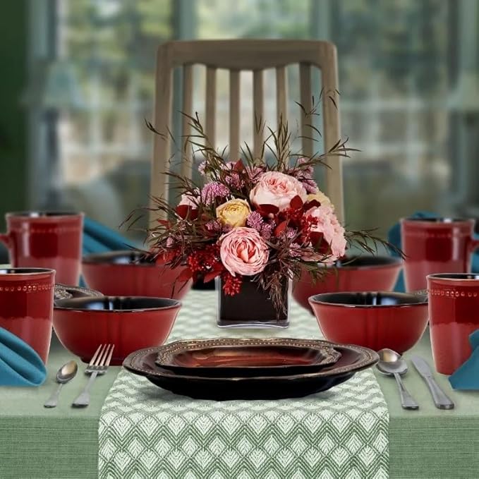 16 Piece Stoneware Dinnerware Set Plates and Bowls Sets Cups