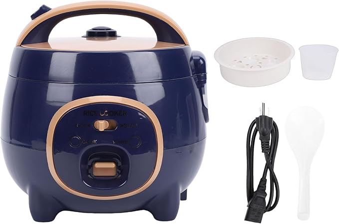 Mini Rice Cooker 300W 1.8L Portable Rice Maker with Steaming Basket Nonstick Electric Small Cooker for Grain Soup Stews Oats Home Kitchen (US Plug 110V)