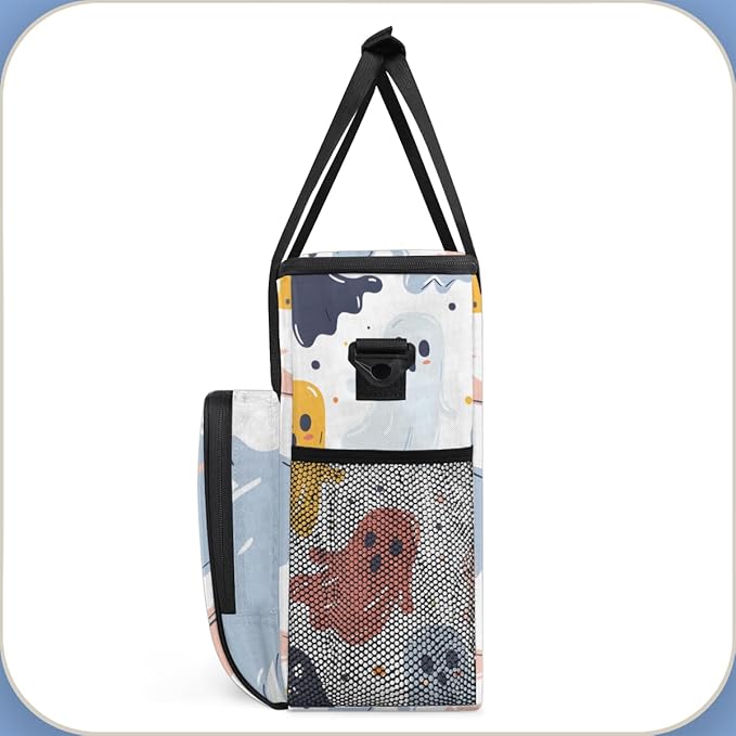 Abstract Spooky Ghosts Coffee Maker Carrying Bag Travel Storage Bag Compatible with K-Mini or K-Mini Plus Single Serve Coffee Brewer Carrying Case with Multiple Pockets &amp Shoulder Strap