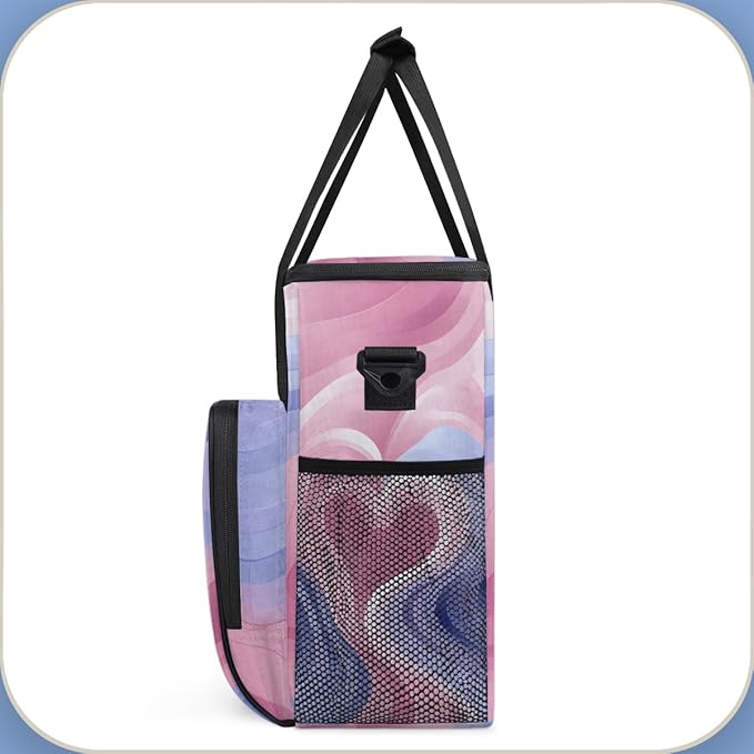 Tie Dyeing Coffee Maker Carrying Bag Pink Heart Portable Travel Storage Tote Bag Compatible with K-Mini or K-Mini Plus Single Serve Coffee Brewer Carrying Case with Multiple Pockets &amp Shoulder S