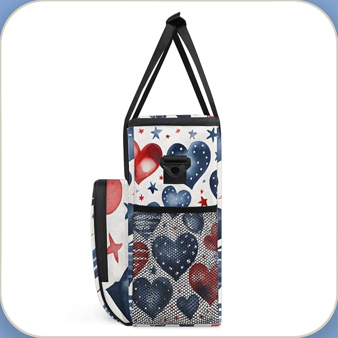 Heartbeat of Freedom 4th of July Coffee Maker Carrying Bag Travel Storage Bag Compatible with K-Mini or K-Mini Plus Single Serve Coffee Brewer Carrying Case with Multiple Pockets &amp Shoulder Stra