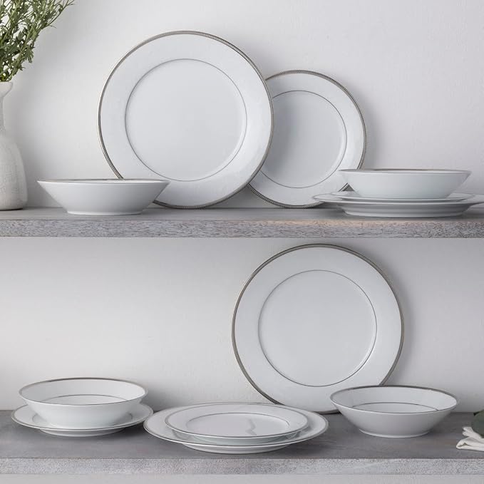 Noritake Regina Platinum 12-Piece Dinnerware Set Service for 4
